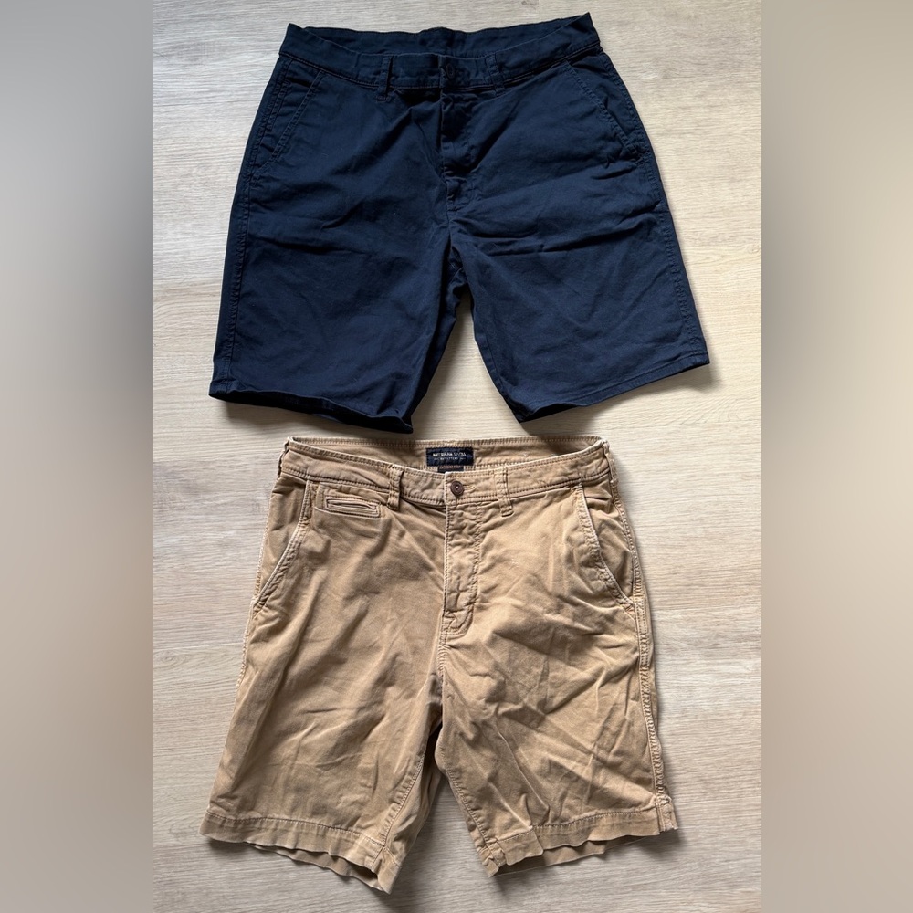 Zara Men's Black and American Eagle Tan Shorts